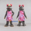 Custom Gray and Pink Rodent in Floral Dress Mascot Costume Adult Full Body Suit for School Events Custom Gray and Pink Rodent in Floral Dress Mascot Costume Adult Full Body Suit for School Events