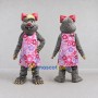 Custom Gray and Pink Rodent in Floral Dress Mascot Costume Adult Full Body Suit for School Events