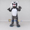 Custom Gray and White Muscular Cat Mascot Costume Adult Full Body Suit for Sports Events