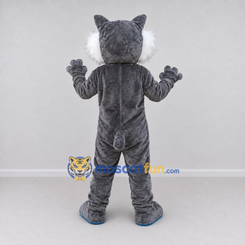 Custom Gray and White Muscular Cat Mascot Costume Adult Full Body Suit for Sports Events