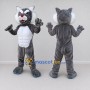 Custom Gray and White Muscular Cat Mascot Costume Adult Full Body Suit for Sports Events