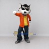 Custom Black White and Orange Wolf in Hoodie Mascot Costume Adult Full Body Suit for School Events Custom Black White and Orange Wolf in Hoodie Mascot Costume Adult Full Body Suit for School Events