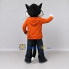 Custom Black White and Orange Wolf in Hoodie Mascot Costume Adult Full Body Suit for School Events Custom Black White and Orange Wolf in Hoodie Mascot Costume Adult Full Body Suit for School Events