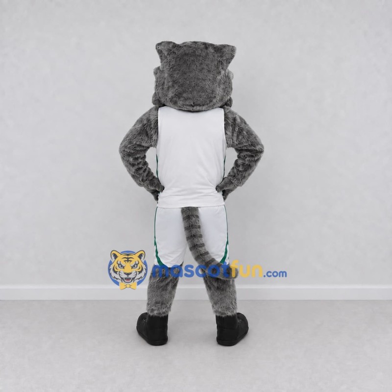Custom Gray and White Cat in Sportswear Mascot Costume Adult Full Body Suit for Sports Events Custom Gray and White Cat in Sportswear Mascot Costume Adult Full Body Suit for Sports Events
