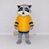 Custom Gray and Yellow Raccoon in Sportswear Mascot Costume Adult Full Body Suit for Sports Events Custom Gray and Yellow Raccoon in Sportswear Mascot Costume Adult Full Body Suit for Sports Events