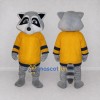 Custom Gray and Yellow Raccoon in Sportswear Mascot Costume Adult Full Body Suit for Sports Events Custom Gray and Yellow Raccoon in Sportswear Mascot Costume Adult Full Body Suit for Sports Events
