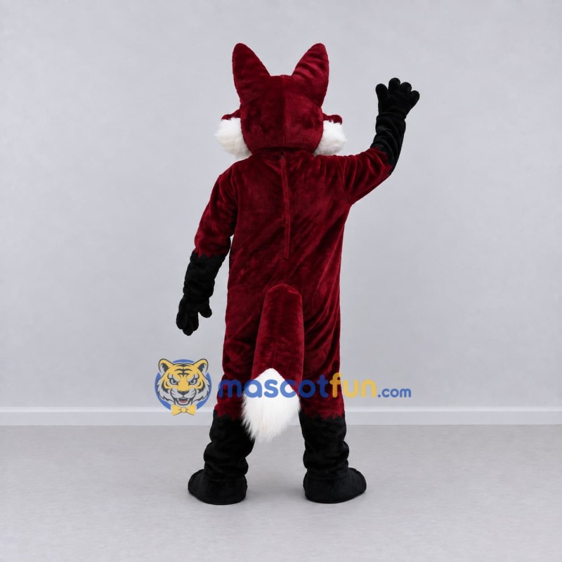 Custom Burgundy and White Fox Mascot Costume Adult Full Body Suit for School Events Custom Burgundy and White Fox Mascot Costume Adult Full Body Suit for School Events