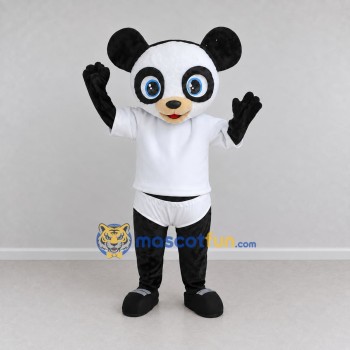 Custom Black and White Panda in Sportswear Mascot Costume Adult Full Body Suit for Sports Events Custom Black and White Panda in Sportswear Mascot Costume Adult Full Body Suit for Sports Events