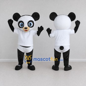 Custom Black and White Panda in Sportswear Mascot Costume Adult Full Body Suit for Sports Events