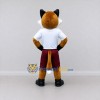 Custom Orange White and Maroon Cat in Sportswear Mascot Costume Adult Full Body Suit for Sports Events Custom Orange White and Maroon Cat in Sportswear Mascot Costume Adult Full Body Suit for Sports Events