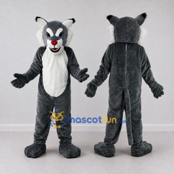 Custom Dark Gray and White Cat Mascot Costume Adult Full Body Suit for School Events
