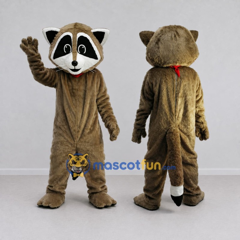 Custom Brown and White Raccoon Mascot Costume Adult Full Body Suit for School Events Custom Brown and White Raccoon Mascot Costume Adult Full Body Suit for School Events