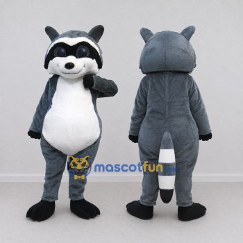 Custom Blue Gray and White Raccoon Mascot Costume Adult Full Body Suit for School Events