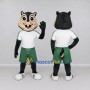 Custom Tan Black and Green Cat in Sportswear Mascot Costume Adult Full Body Suit for Sports Events