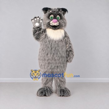 Custom Gray and White Shaggy Cat Mascot Costume Adult Full Body Suit for School Events Custom Gray and White Shaggy Cat Mascot Costume Adult Full Body Suit for School Events