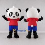Custom Black White and Red Panda in T Shirt Mascot Costume Adult Full Body Suit for School Events