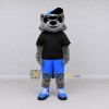 Custom Gray Black and Blue Raccoon in Sportswear Mascot Costume Adult Full Body Suit for Sports Events Custom Gray Black and Blue Raccoon in Sportswear Mascot Costume Adult Full Body Suit for Sports Events
