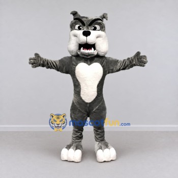 Custom Gray and White Bulldog Mascot Costume Adult Full Body Suit for Sports Events