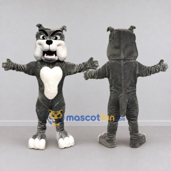 Custom Gray and White Bulldog Mascot Costume Adult Full Body Suit for Sports Events