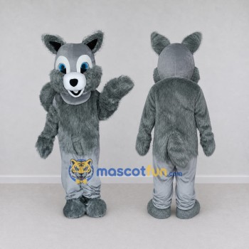 Custom Gray and White Wolf Mascot Costume Adult Full Body Suit for School Events