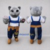 Custom Gray and Blue Cat in Work Overalls Mascot Costume Adult Full Body Suit for Community Events Custom Gray and Blue Cat in Work Overalls Mascot Costume Adult Full Body Suit for Community Events