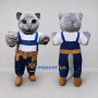 Custom Gray and Blue Cat in Work Overalls Mascot Costume Adult Full Body Suit for Community Events