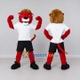 Custom Red White and Brown Lion in Sportswear Mascot Costume Adult Full Body Suit for Sports Events
