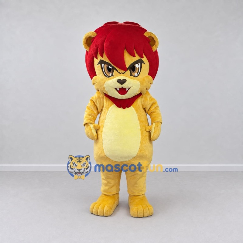 Custom Yellow and Red Lion Mascot Costume Adult Full Body Suit for School Events Custom Yellow and Red Lion Mascot Costume Adult Full Body Suit for School Events