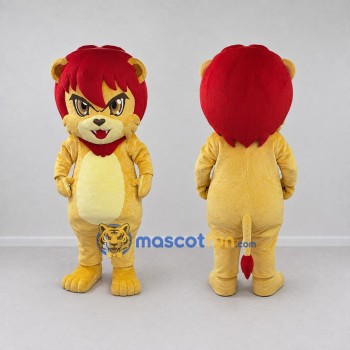 Custom Yellow and Red Lion Mascot Costume Adult Full Body Suit for School Events
