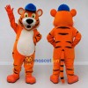 Custom Orange Black and Blue Tiger in Cap Mascot Costume Adult Full Body Suit for School Events Custom Orange Black and Blue Tiger in Cap Mascot Costume Adult Full Body Suit for School Events