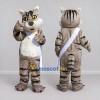 Custom Gray and White Tabby Cat with Sash Mascot Costume Adult Full Body Suit for School Events