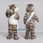 Custom Gray and White Tabby Cat with Sash Mascot Costume Adult Full Body Suit for School Events