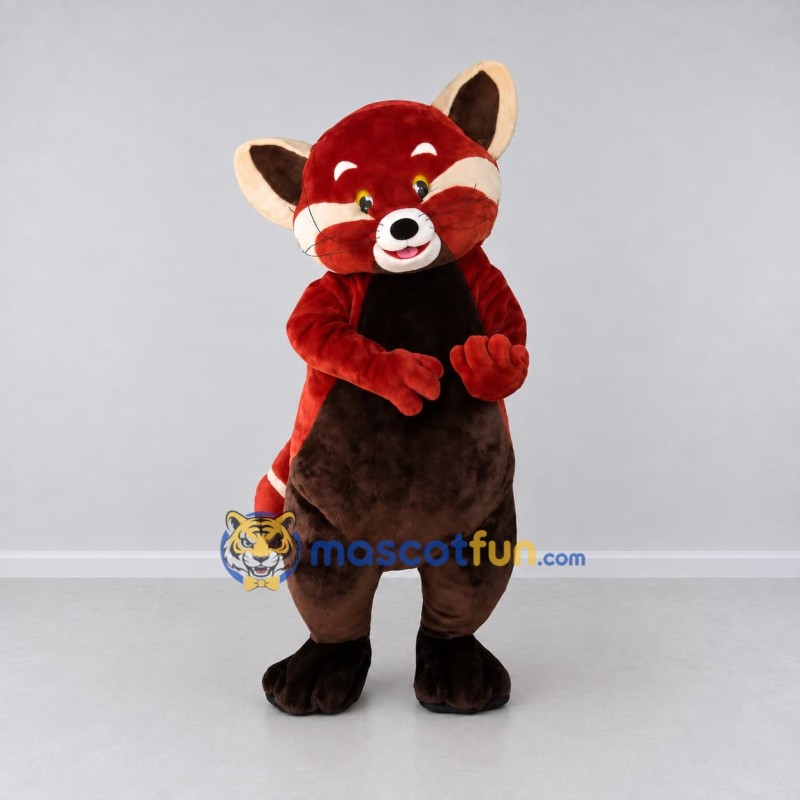 Custom Reddish Brown and White Red Panda Mascot Costume Adult Full Body Suit for Wildlife Events Custom Reddish Brown and White Red Panda Mascot Costume Adult Full Body Suit for Wildlife Events