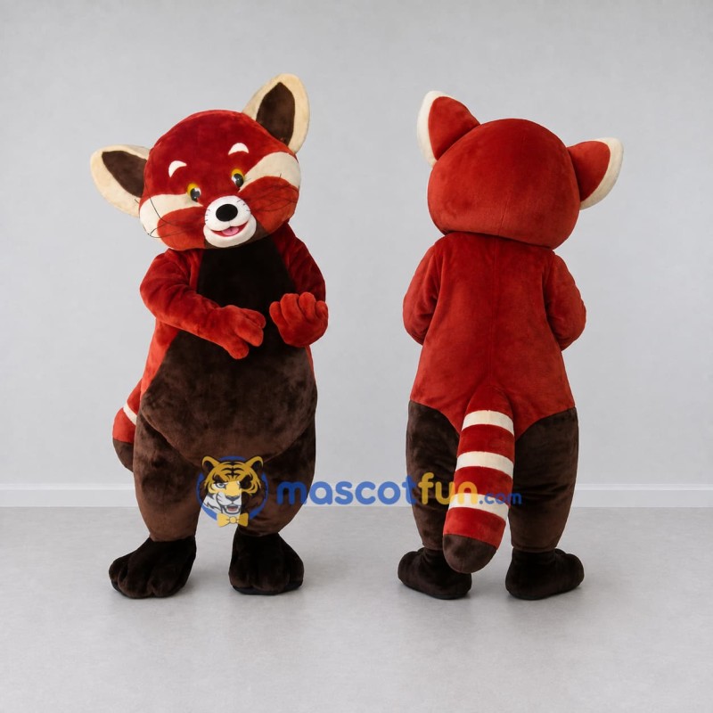 Custom Reddish Brown and White Red Panda Mascot Costume Adult Full Body Suit for Wildlife Events Custom Reddish Brown and White Red Panda Mascot Costume Adult Full Body Suit for Wildlife Events