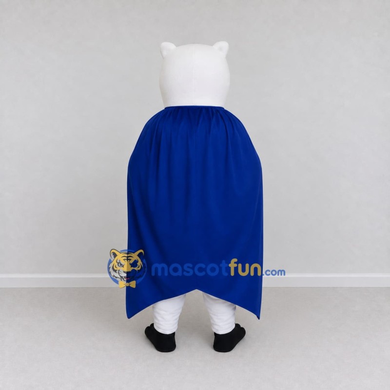 Custom White Black and Blue Masked Animal with Cape Mascot Costume Adult Full Body Suit for Theme Parties Custom White Black and Blue Masked Animal with Cape Mascot Costume Adult Full Body Suit for Theme Parties