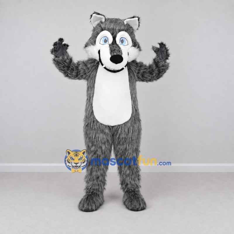 Custom Gray and White Wolf Mascot Costume Adult Full Body Suit for School Events Custom Gray and White Wolf Mascot Costume Adult Full Body Suit for School Events