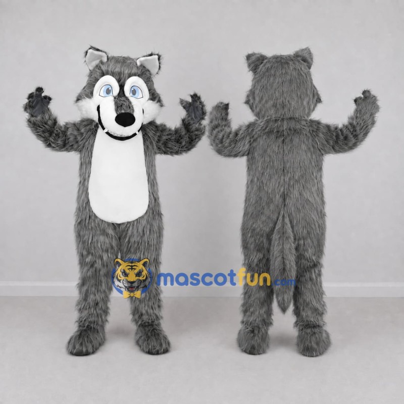 Custom Gray and White Wolf Mascot Costume Adult Full Body Suit for School Events Custom Gray and White Wolf Mascot Costume Adult Full Body Suit for School Events