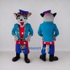 Custom Gray Blue and Red Wolf in Tailcoat Mascot Costume Adult Full Body Suit for Theme Parties Custom Gray Blue and Red Wolf in Tailcoat Mascot Costume Adult Full Body Suit for Theme Parties