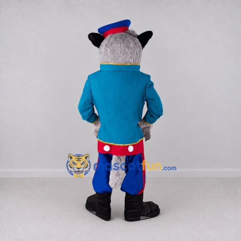 Custom Gray Blue and Red Wolf in Tailcoat Mascot Costume Adult Full Body Suit for Theme Parties Custom Gray Blue and Red Wolf in Tailcoat Mascot Costume Adult Full Body Suit for Theme Parties