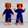 Custom Orange and Blue Tiger in Martial Arts Uniform Mascot Costume Adult Full Body Suit for Martial Arts Events Custom Orange and Blue Tiger in Martial Arts Uniform Mascot Costume Adult Full Body Suit for Martial Arts Events