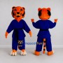 Custom Orange and Blue Tiger in Martial Arts Uniform Mascot Costume Adult Full Body Suit for Martial Arts Events