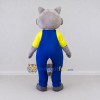 Custom Gray Yellow and Blue Raccoon in Overalls Mascot Costume Adult Full Body Suit for School Events Custom Gray Yellow and Blue Raccoon in Overalls Mascot Costume Adult Full Body Suit for School Events