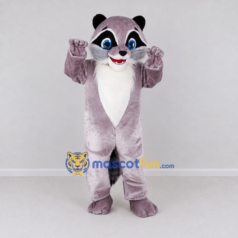 Custom Gray Purple and White Raccoon Mascot Costume Adult Full Body Suit for Wildlife Events Custom Gray Purple and White Raccoon Mascot Costume Adult Full Body Suit for Wildlife Events