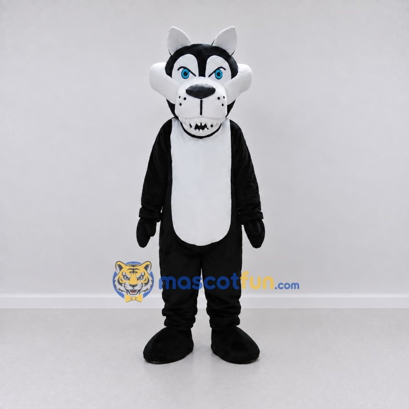 Custom Black and White Wolf Mascot Costume Adult Full Body Suit for School Events Custom Black and White Wolf Mascot Costume Adult Full Body Suit for School Events
