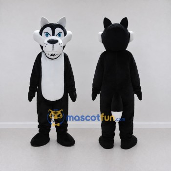 Custom Black and White Wolf Mascot Costume Adult Full Body Suit for School Events