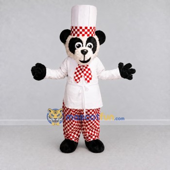 Custom Black White and Red Panda Chef Mascot Costume Adult Full Body Suit for Food Festivals Custom Black White and Red Panda Chef Mascot Costume Adult Full Body Suit for Food Festivals