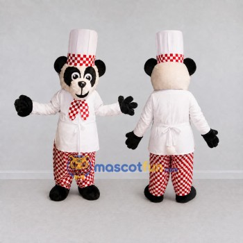 Custom Black White and Red Panda Chef Mascot Costume Adult Full Body Suit for Food Festivals