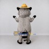 Custom Gray White and Yellow Raccoon in Hat Mascot Costume Adult Full Body Suit for Outdoor Events Custom Gray White and Yellow Raccoon in Hat Mascot Costume Adult Full Body Suit for Outdoor Events