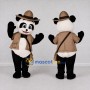 Custom Black White and Tan Panda Explorer Mascot Costume Adult Full Body Suit for Outdoor Events