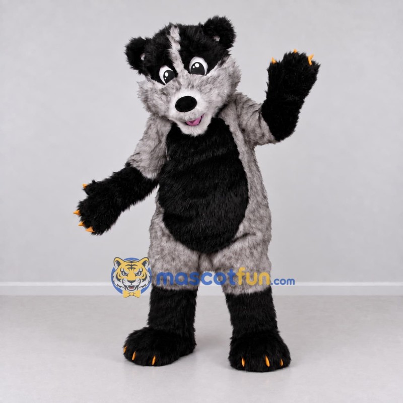 Custom Gray and Black Animal Character Mascot Costume Adult Full Body Suit for School Events